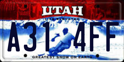 UT license plate A314FF