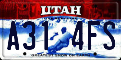 UT license plate A314FS