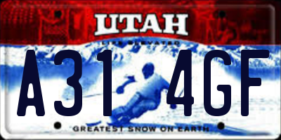 UT license plate A314GF
