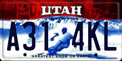 UT license plate A314KL