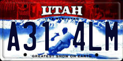 UT license plate A314LM