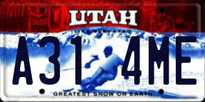 UT license plate A314ME