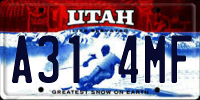 UT license plate A314MF