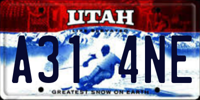 UT license plate A314NE
