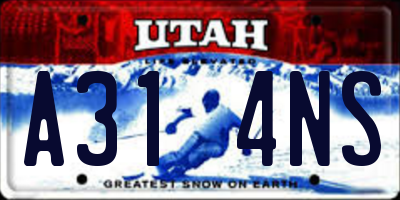 UT license plate A314NS