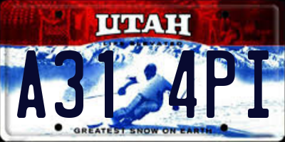 UT license plate A314PI