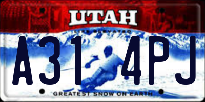 UT license plate A314PJ