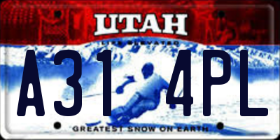 UT license plate A314PL
