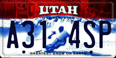 UT license plate A314SP