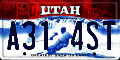 UT license plate A314ST