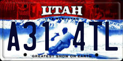 UT license plate A314TL