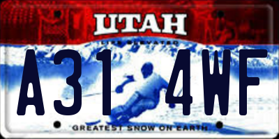 UT license plate A314WF