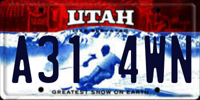 UT license plate A314WN
