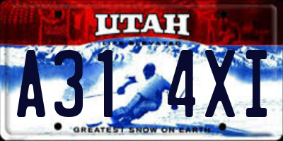 UT license plate A314XI
