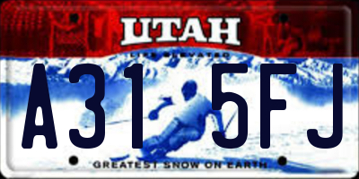 UT license plate A315FJ