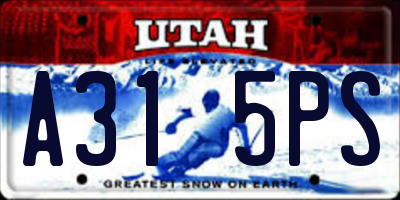 UT license plate A315PS