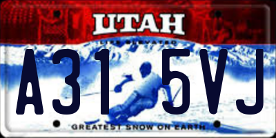 UT license plate A315VJ