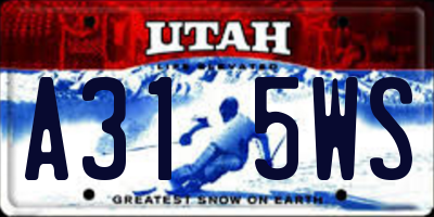 UT license plate A315WS