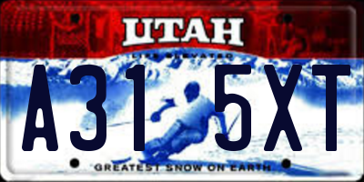 UT license plate A315XT