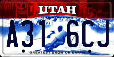 UT license plate A316CJ