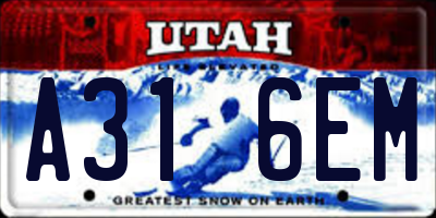 UT license plate A316EM