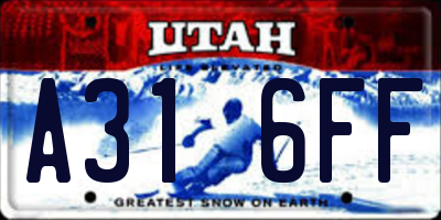UT license plate A316FF