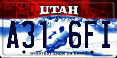 UT license plate A316FI