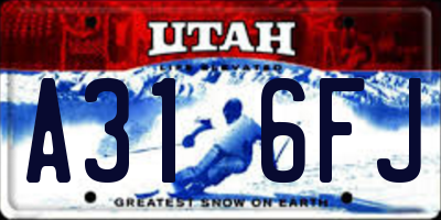 UT license plate A316FJ