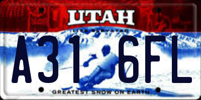 UT license plate A316FL