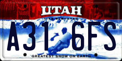 UT license plate A316FS