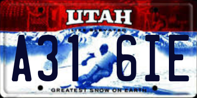UT license plate A316IE