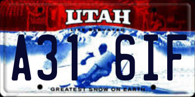 UT license plate A316IF