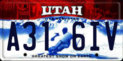 UT license plate A316IV