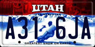 UT license plate A316JA