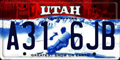 UT license plate A316JB