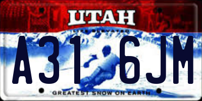 UT license plate A316JM