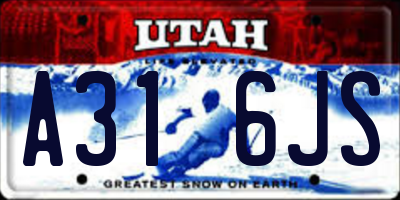 UT license plate A316JS