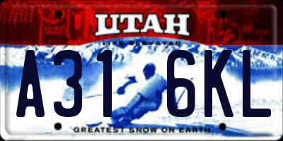 UT license plate A316KL