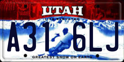 UT license plate A316LJ