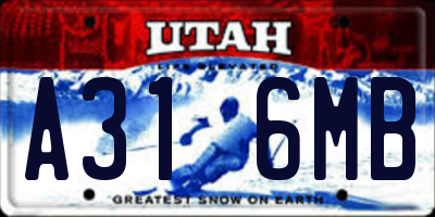 UT license plate A316MB