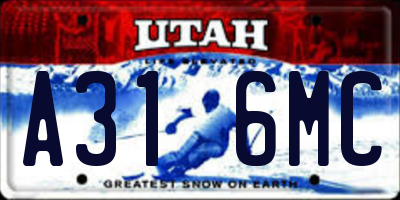 UT license plate A316MC
