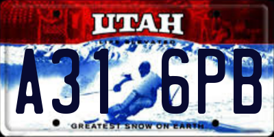 UT license plate A316PB