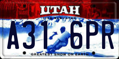 UT license plate A316PR