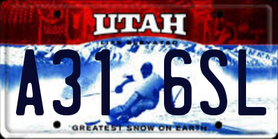 UT license plate A316SL