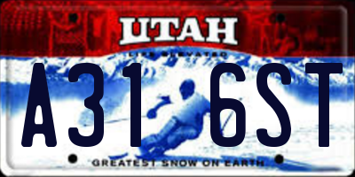 UT license plate A316ST
