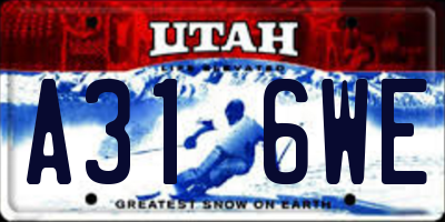 UT license plate A316WE