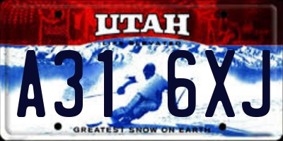 UT license plate A316XJ