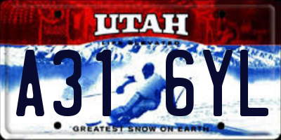 UT license plate A316YL