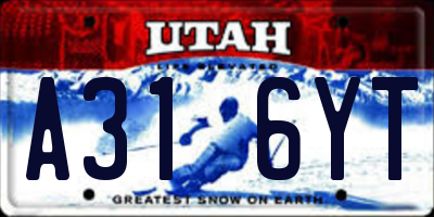 UT license plate A316YT