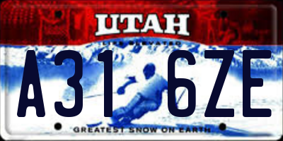 UT license plate A316ZE